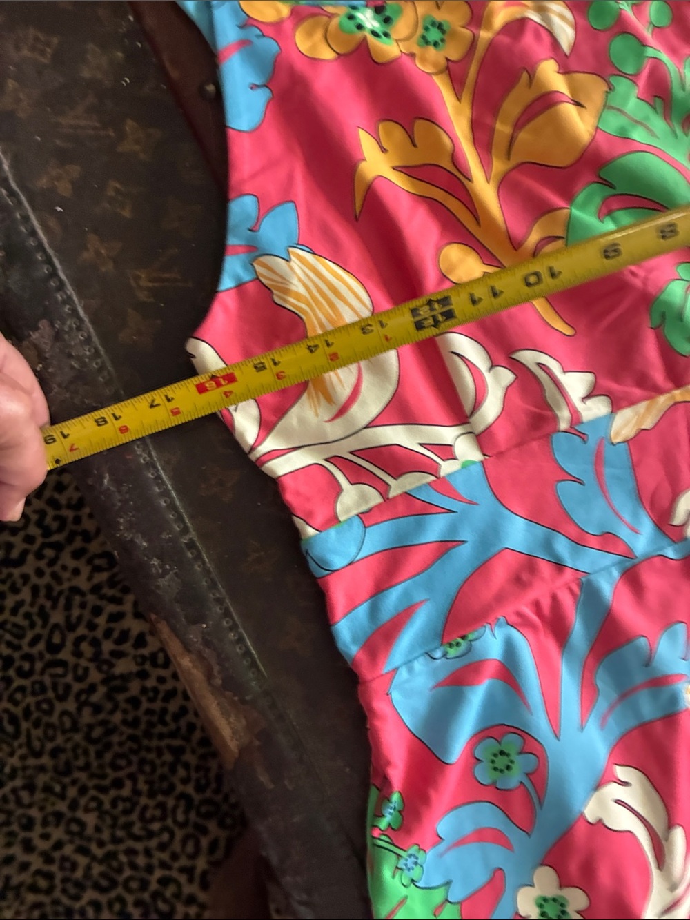 J. McLaughlin Bold Pink Floral Sundress with Green Accents - Picture 9 of 10